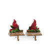 Christmas Cardinals Stocking Holders Wood Base Metal Stocking Holders - Christmas Place