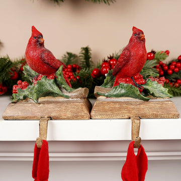 Christmas Cardinals Stocking Holders 2 Styles Available - Christmas Place