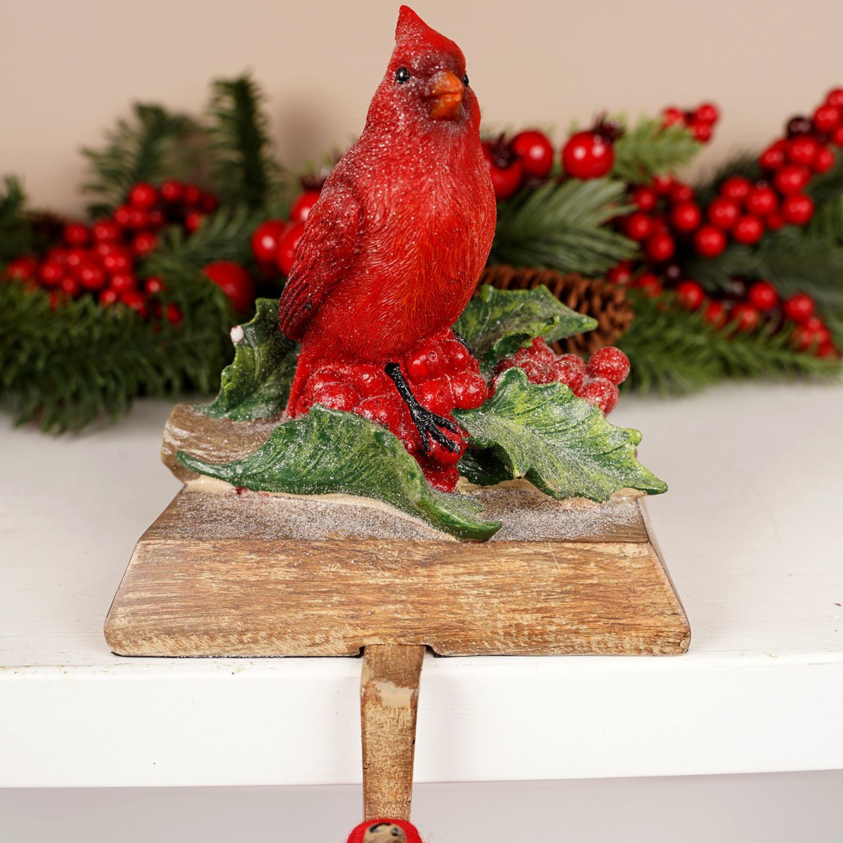7 inches tall Christmas Cardinals Stocking Holders - Christmas Place