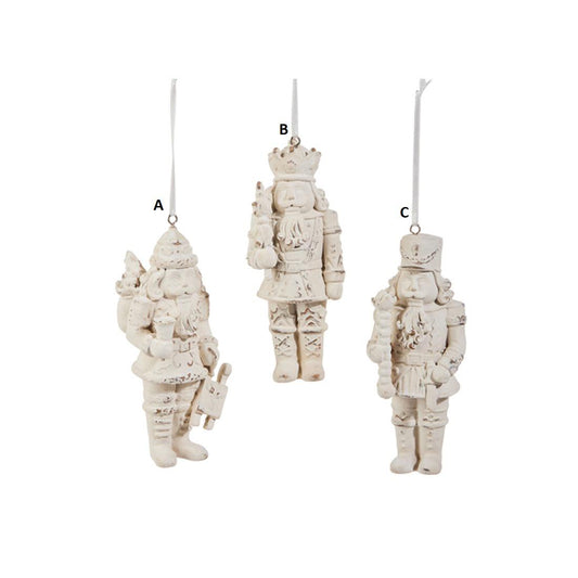 8In Whitewash Nutcracker Ornament