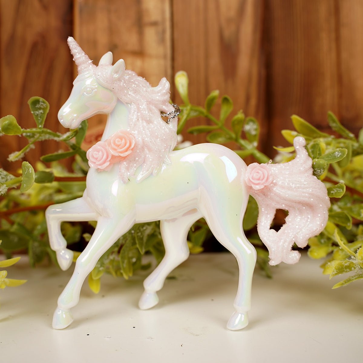 4IN IRIDESCENT PINK UNICORN ORN - Christmas Place