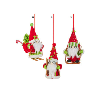 8In Holly Day Skiing Santa Gnome Ornament