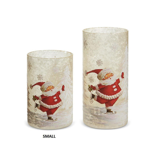 6In Skating Santa Candle Holder