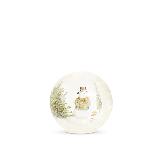6In Woodland Snowman Lighted Sphere