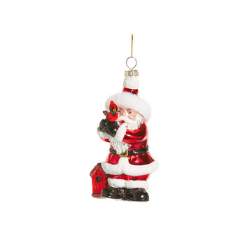 Santa Holding Cardinal Ornament