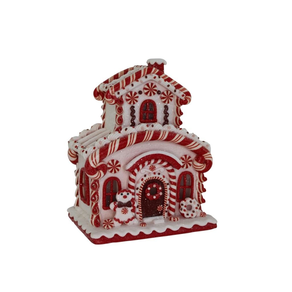 Lighted Red And White Striped Candy House - Christmas Place