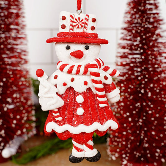 Red And White Dough Snowman Ornament - Christmas Place