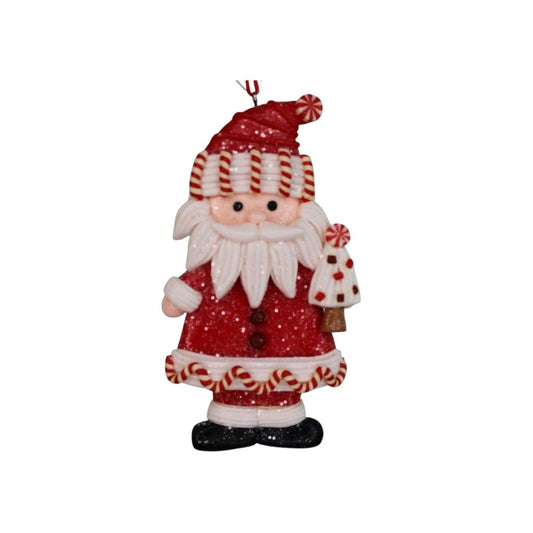 Red And white Dough Santa Ornament - Christmas Place