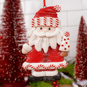Red And white Dough Santa Ornament - Christmas Place