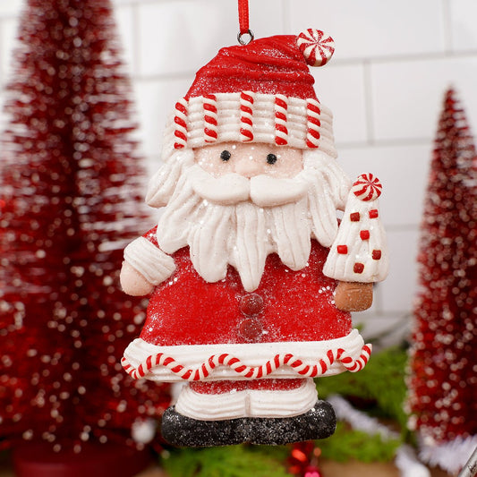 Red And white Dough Santa Ornament - Christmas Place