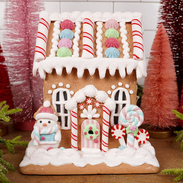 8IN LT PASTEL GINGERBREAD HOUSE - Christmas Place