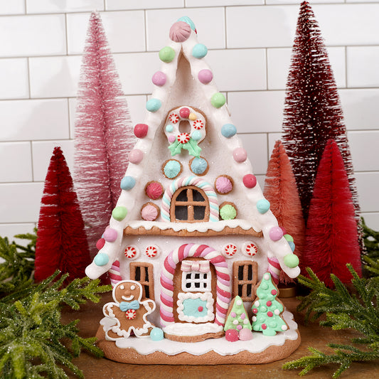 13Inch Lit Pastel Gingerbread House