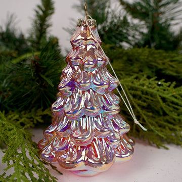 Iridescent Glass Pink Tree Ornament - Christmas Place