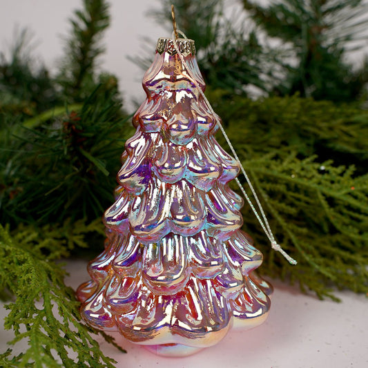Iridescent Glass Pink Tree Ornament - Christmas Place