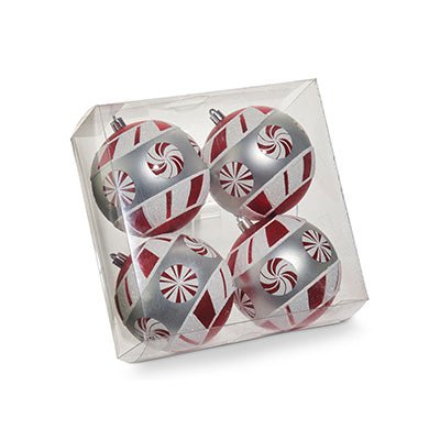 Peppermint Ball Ornaments x4 - Christmas Place