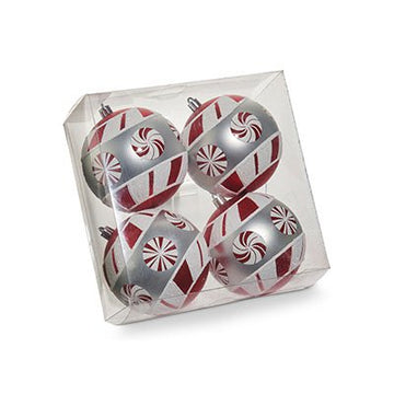 Peppermint Ball Ornaments x4 - Christmas Place