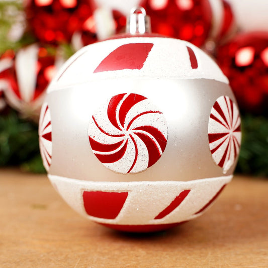 Peppermint Ball Ornaments x4 - Christmas Place