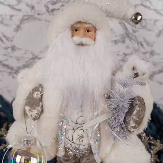 18IN SILVER WHITE SANTA - Christmas Place