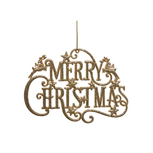 Gold Glitter Merry Christmas Ornament