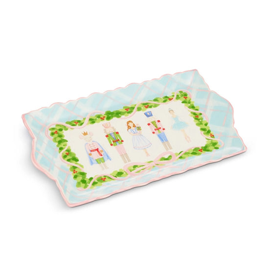 Pastel Plaid Nutcracker Ballet Ruffle Tray - Christmas Place