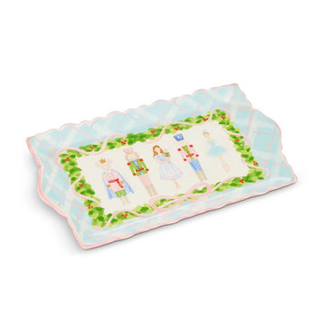 Pastel Plaid Nutcracker Ballet Ruffle Tray - Christmas Place