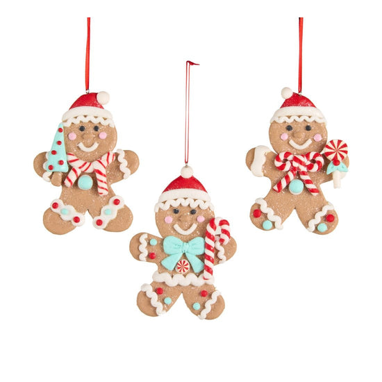 Blue And Red Gingerbread Cookie Ornament - Christmas Place