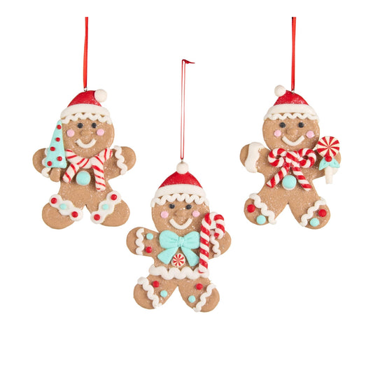 Blue And Red Gingerbread Cookie Ornament