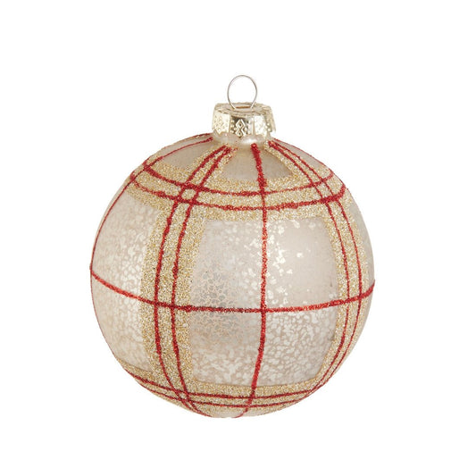 Red Gold Plaid Ball Ornament - Christmas Place