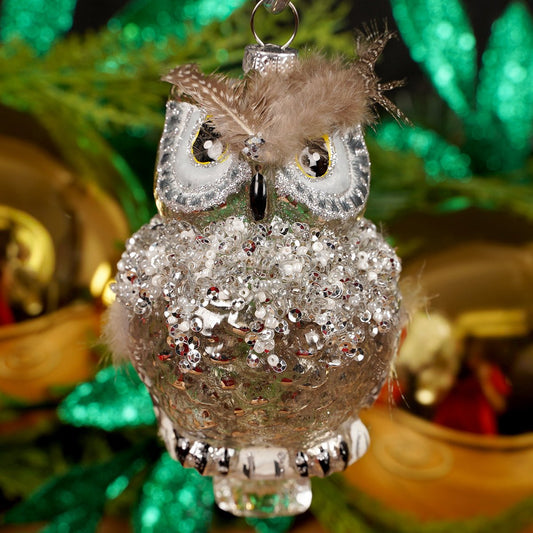 5Inch Glass Owl Ornament - Christmas Place