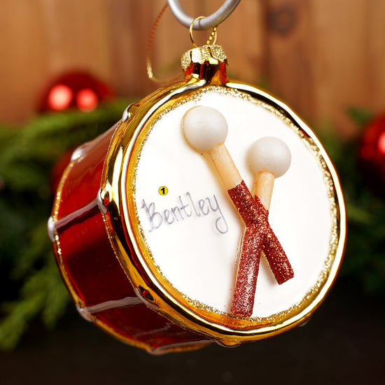 Free Personalization Glass Snare Drum Christmas Ornament - Christmas Place