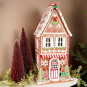 22Inch Lit Red Green White Gingerbread House