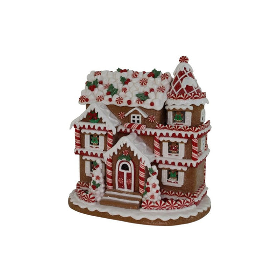 Lighted Red And White Gingerbread House - Christmas Place