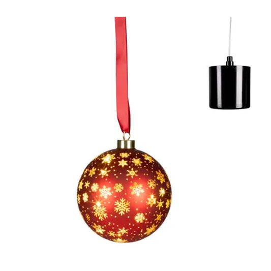 5.5 Inch LED Red Glass Rotating Ball Ornament - Christmas Place