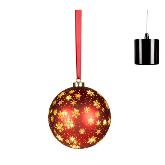 7.5Inch LED Red Glass Rotating Ball Ornament - Christmas Place