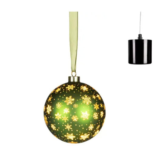 5.5Inch LED Green Glass Rotating Ball Ornament - Christmas Place