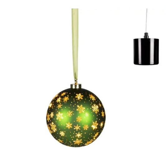 7.5Inch LED Green Glass Rotating Ball Ornament - Christmas Place