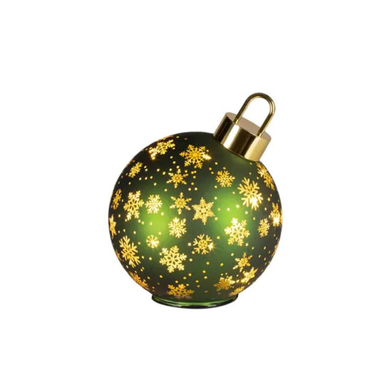 9Inch LED Glass Green Rotating Ball - Christmas Place
