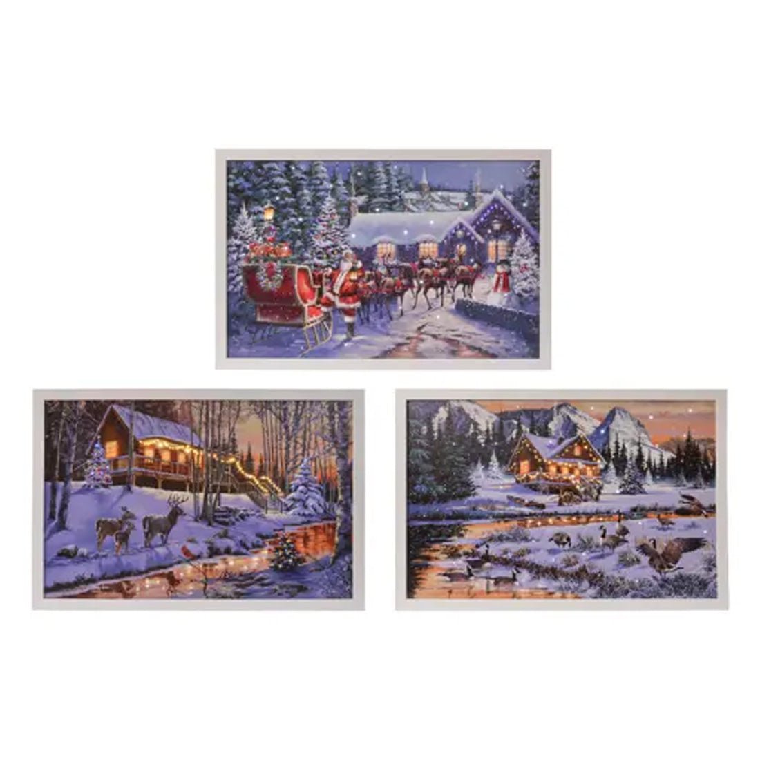 22.8X15 Inch LED Snowy Canvas Scene - Christmas Place