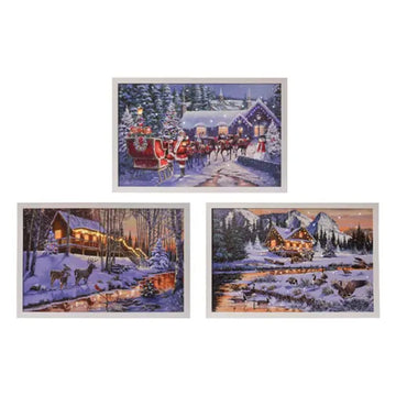 22.8X15 Inch LED Snowy Canvas Scene - Christmas Place