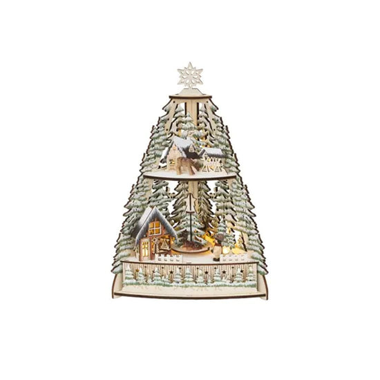 LED Wood Tree With Scenes - Christmas Place