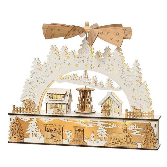 LED Wood Village Scene Wind Mill