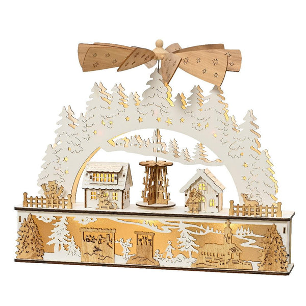 LED Wood Village Scene Wind Mill - Christmas Place