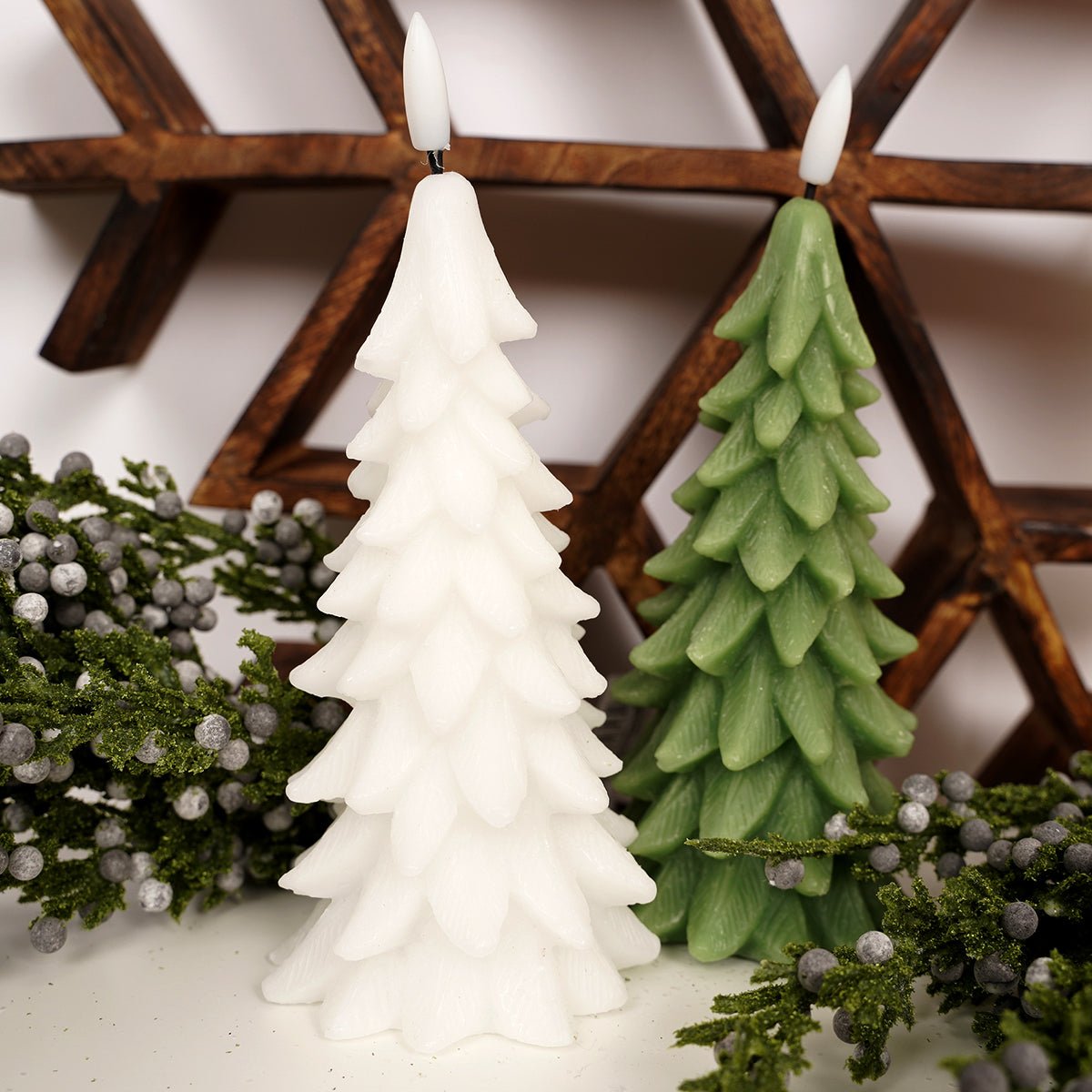 7.6 inches height White Pine Tree Christmas Candle - Christmas Place
