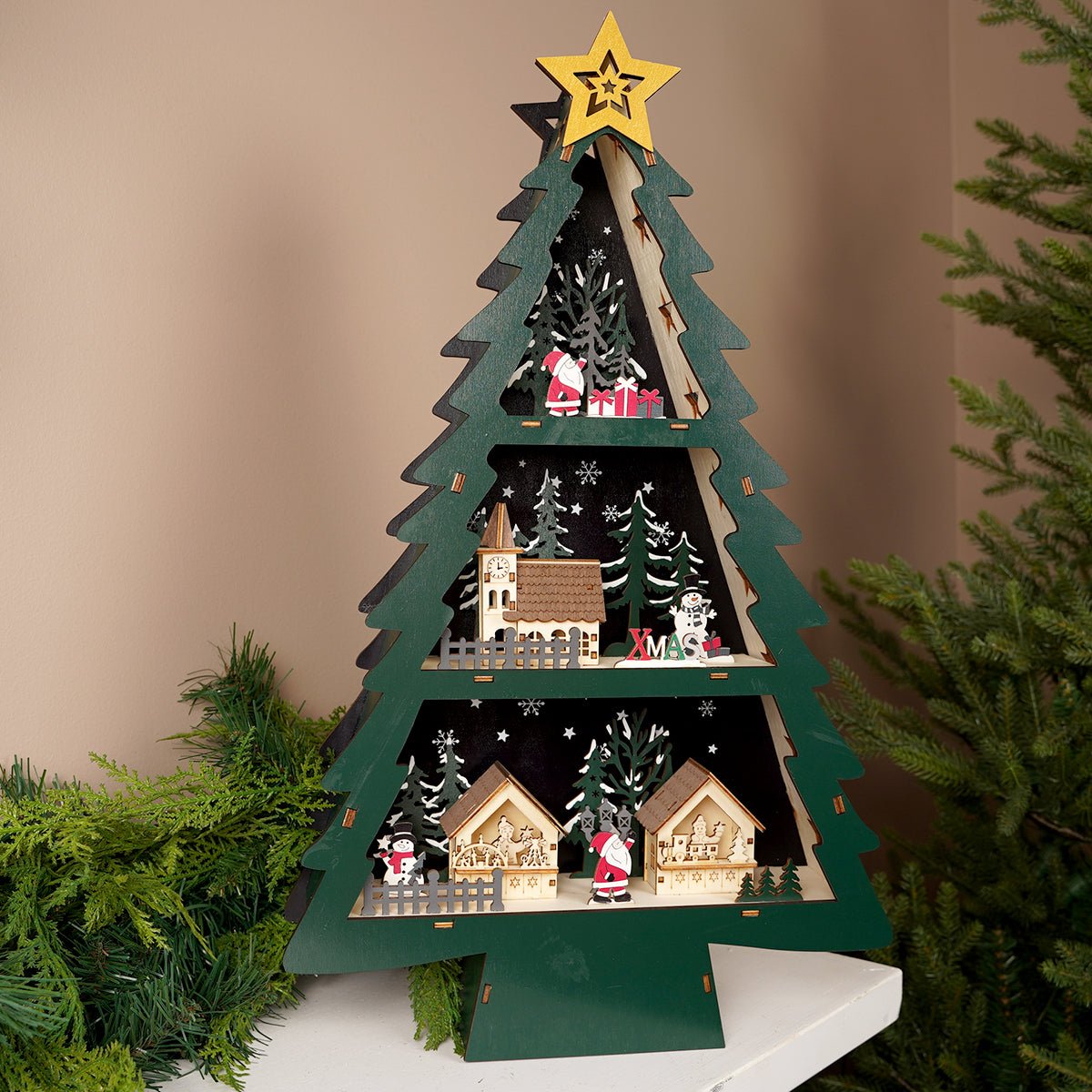 LED Tree With Star Scenery - Christmas Place