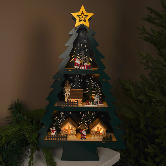 LED Christmas Tree With Star Scenery Battery Operated- Christmas Place