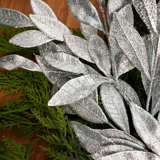 Silver Bay Leaf Spray - Christmas Place