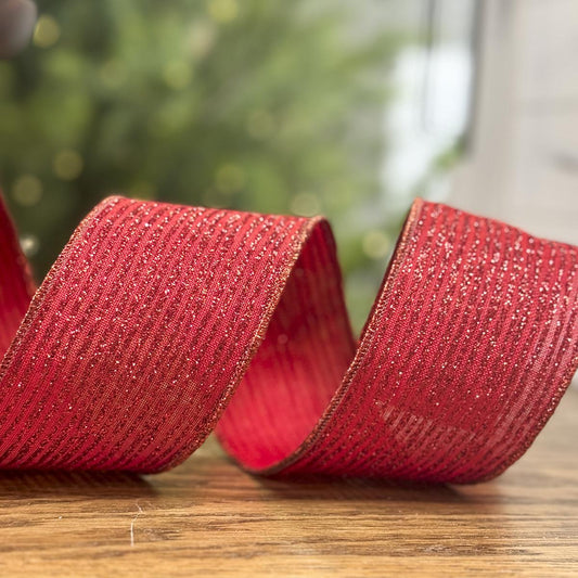 2.5 Inch Linen Glitter Stripe Ribbon