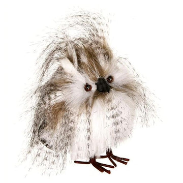 White Taupe Feather Owl