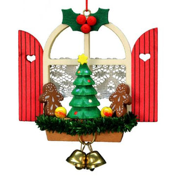 Window with Gingerbread Ornament