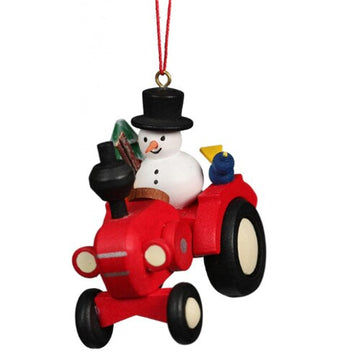 Tractor with Snowman Ornament